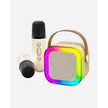 xirshop Karaoke Hoparlör Taşınabilir Çift Mikrofonlu ve LED Işıklı Bluetooth 5.0