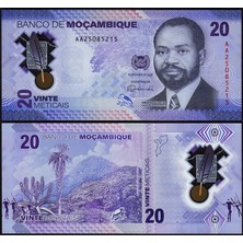 3Alp Koleksiyon Mozambik 20 Metıcaıs 2024 Polymer, P#155, Çil, Eski Yabancı Kağıt Para