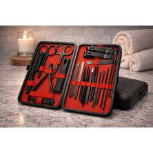 Banum Luxury Lux 24 Parça Kendiliğinden Deri Çantalı Seyahat Tipi Manikür Pedikür Seti