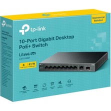 TP-Link Tp-Lınk LS1210GP 8 Port Gıgabıt + 1XRJ45/1XSFP Uplınk 61W 250 Metre Poe Mesafe Metal Kasa
