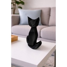 Alpin Soyut Siyah Kedi Heykel – Modern 3D Baskı Dekor – Minimalist Ev & Ofis Aksesuarı