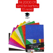 A4 20X30 cm Simli Fon Kartonu 10 Renk