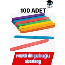100 Adet Renkli Dil Çubuğu Abeslang Geniş