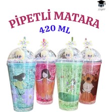1 Adet Desenli Plastik Pipetli Bardak 420ML Karma Renk Yollanmaktadır