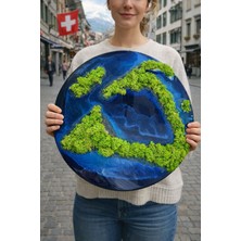 Anı Atölyesi Epoksi Deniz ve Sahil Temalı Yosunlu Duvar Tablosu/50 cm