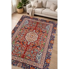 Alanur Home Alanur Kaymaz Yıkanabilir Dijital Baskılı Salon Halısı Yıldız Deri Otantik E6003 Renkli