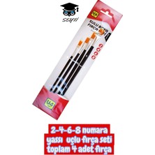 2-4-6-8 Numara Yassı Uçlu Fırça Seti Toplam 4 Adet Fırça
