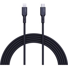 Aukey Cb-Ncl1-Bk Naylon Örgülü 3A 480MBPS Type-C Lıghtnıng Kablosu 1.8mt