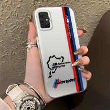 HONTINGA Samsung Galaxy A51 ile Uyumlu Kılıfı Silikon Kenar Sert Arka Düşüme Önleyici Basitlik Anti Düşme Kamera Korumali Bmw Desen Telefon Kılıfı Kadın ve Erkek Için Uygundur K1-0587