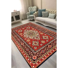 Alanur Home Alanur Kaymaz Yıkanabilir Dijital Baskılı Salon Halısı  Trend Otantik E6002 Renkli