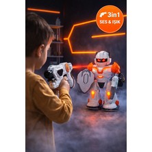 Toyfest 3in1 Sesli Işıklı Dans Eden Robot Lazer Silahlı Infrared Hedef Oyunu 22 cm