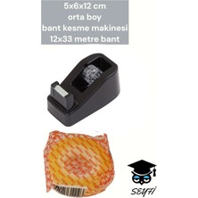 5X6X12 cm Orta Boy Bant Kesme Makinesi 12X33 Metre Bant Siyah
