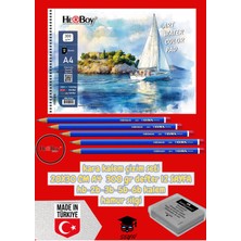 Kara Kalem Çizim Seti 20X30 cm A4 300 gr Defter 12 Sayfa Hb-2b-3b-5b-6b Kalem Hamur Silgi