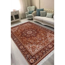 Alanur Home Alanur Kaymaz Yıkanabilir Dijital Baskılı Salon Halısı  Trend Saçaklı Otantik E6001 Renkli