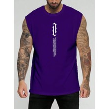 Punix Büyük Beden Özel Seri Dikey Motto Baskılı %100 Pamuk Kolsuz Battal Erkek T-Shirt