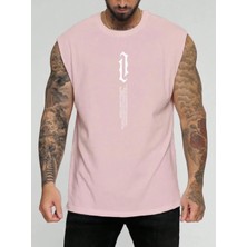 Punix Büyük Beden Özel Seri Dikey Motto Baskılı %100 Pamuk Kolsuz Battal Erkek T-Shirt
