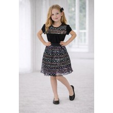 Dıgıl Kids Geometri Desenli Kız Çocuk Elbise