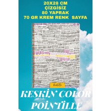 Keskin Color 20X28 cm 80 Yaprak Çizgisiz Defter Telli Karton Kapak 70 gr Krem Renk Kağıt