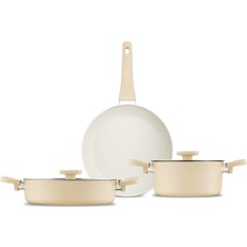 Jumbo Swiss Crystal Dark Cream 5 Parça Tencere Seti