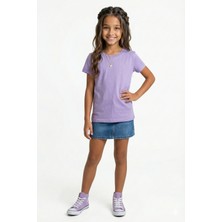 Windy Island Kız Çocuk Bisiklet Yaka %100 Pamuk Kısa Kollu T-Shirt