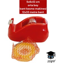 5X6X12 cm  Orta Boy  Bant Kesme Makinesi 12X33 Metre Bant Kırmızı