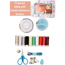17 Parça  Dikiş Seti Metal  Saklama Kutulu Pembe Kutu