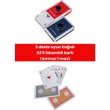 2 Deste Oyun Kağıdı 52'li Iskambil Kartı 1 Kırmızı 1 Mavi