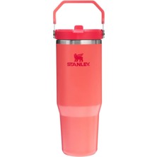 Stanley Iceflow Flip Straw Tumbler Pipetli Termos Bardak, Mercan (Hot Coral), 0.89 Litre