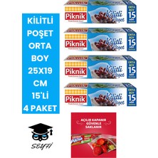 Kilitli Poşet Orta Boy 25X19 cm 15'li 4 Paket