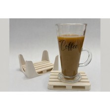 Mini Palet Bardak Altlığı ve Stand Seti – Krem Renk Dekoratif Kahve Altlığı