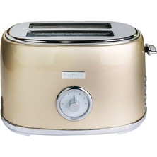 Berghoff Gem Metallic 2 Dilim Ekmek Kızartma Makinesi – 815 W, Paslanmaz Çelik Gövde | Gold