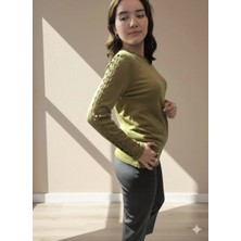 Mare Butik Omuz Detaylı Haki Uzun Kollu Bluz M