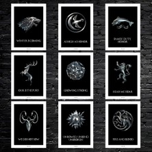 Pixaflair - Game Of Thrones - Hanelerin Simgeleri - 9'lu Büyük Set - Tablo - Çerçevesiz Film Poster