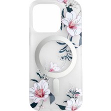 Safari Aksesuar Apple iPhone 16 Uyumlu Kılıf Magsafe Destekli Floral Tasarımlı Arkası Mat Şeffaf Tpu Kapak