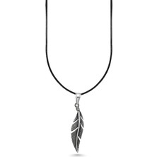 Oya Silver Zarif Gümüş Kuş Tüyü Kolye 3.9x0.8 cm [OYSY213]