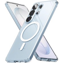 M.TK Moveteck Samsung Galaxy S26 Ultra Magsafe Kılıf Wireless Kablosuz Şarj Destekli Sert Şeffaf Silikon Kapak Manyetik