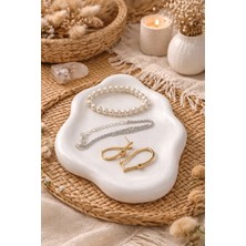 Aksesuar Kuşu Dekoratif Takı Tabağı Mini Sunum Tepsisi Bulut Şeklinde Tabak Vernikli