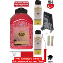 500 ml Multi Surface Akrilik Boya 2 Adet 140 ml Parlak Vernik Seti Mobilya Dolap Boyama Seti Tavalı