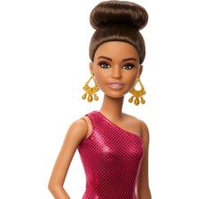 Barbie Balo Salonu Dansçısı Moda Bebek Kırmızı Fırfır Elbise, Dans Ayakkabıları ve Kahverengi Stil S