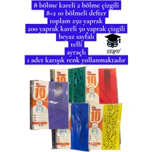 A4 Ebat Ayraçlı Defter Bölmeli Kareli ve Çizgili Plastik Kapak Telli 20X30 cm