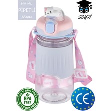 Pipetli 600 ml Boyun Askılı Kaydırmaz Gövde Hayvan Figürlü Su Matarası Vagonlife 2023