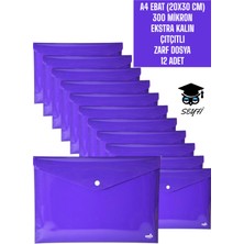 A4 Ebat (20X30 Cm) 300 Mikron Ekstra Kalın Plastik Çıtçıtlı Zarf Dosya 12 Adet