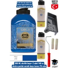 500 ml Multi Surface Akrilik Boya 2 Adet 140 ml Parlak Vernik Seti Mobilya Dolap Boyama Seti Tavalı
