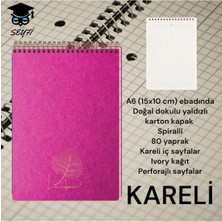 A6 (10X15 Cm) Kareli 80 Yaprak Üstten Telli Defter Karton Kapak Krem Renk Kağıt 1. Hamur Not Defteri