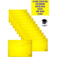 A4 Ebat (20X30 Cm) 300 Mikron Ekstra Kalın Plastik Çıtçıtlı Zarf Dosya 12 Adet