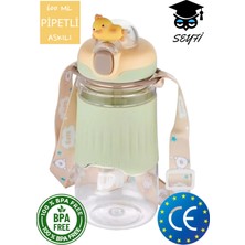 Pipetli 600 ml Boyun Askılı Kaydırmaz Gövde Hayvan Figürlü Su Matarası Vagonlife 2023