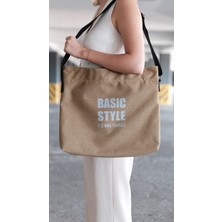 Plentiful Kanvas Çapraz Askılı Tote Çanta Krem