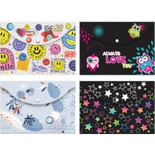 Noki Çıtçıtlı Zarf Dosya 4 Adet Desenli