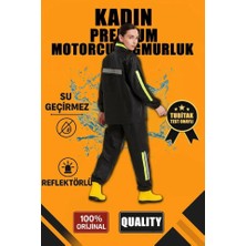 Modatıkla Premium Motorcu Kurye Yağmurluk Takım Su Geçirmez Pvc Kumaş Reflektörlü Tübitak Onaylı - Siyah