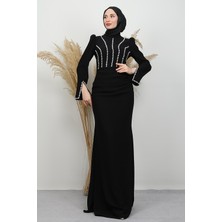 Palmiye Taş Abiye Siyah